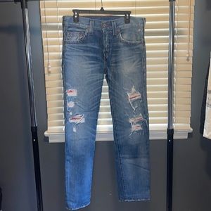 True religion relaxed skinny ripped jeans size 32 Men